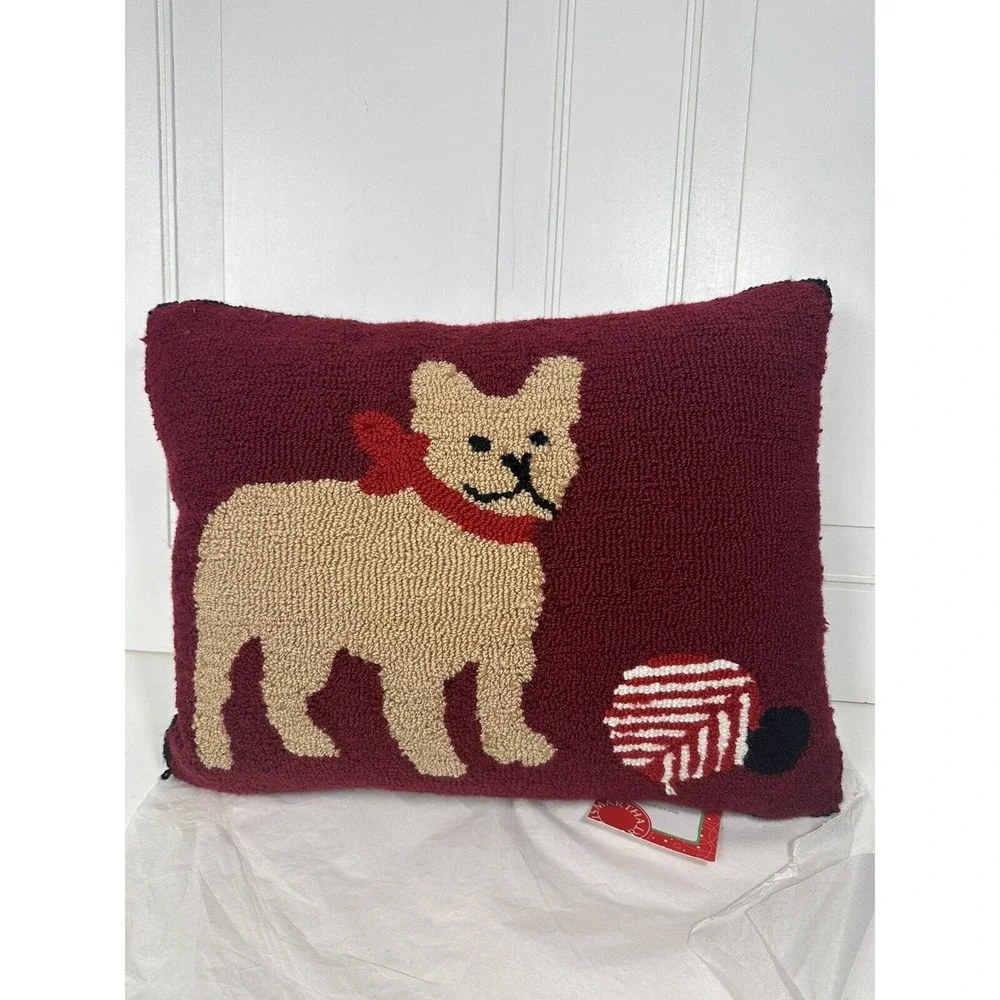 Martha Stewart Frenchie Pillow Decorative Throw Pillow Nwt 20x16